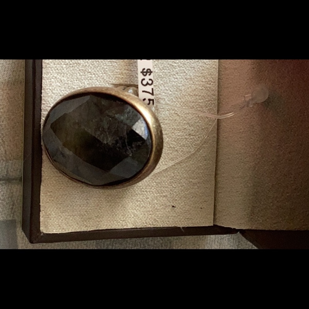 Huge faceted labradorite chunky ring brass ring